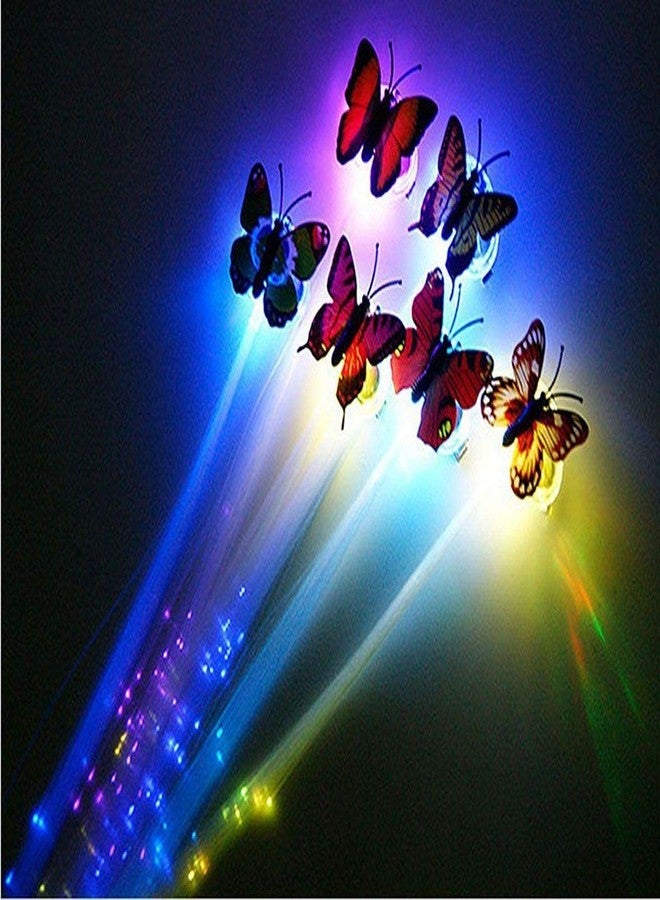 ZEVESTY LED Flashing Light Butterfly Hair Clip,Fairy Hair Glitter, Extensions,Flash Braid Extension Fiber Barrettes Glowing Flash Braid Clip Navratri Hairpin Wigs Multicolour Pack Of 4 - Image 5